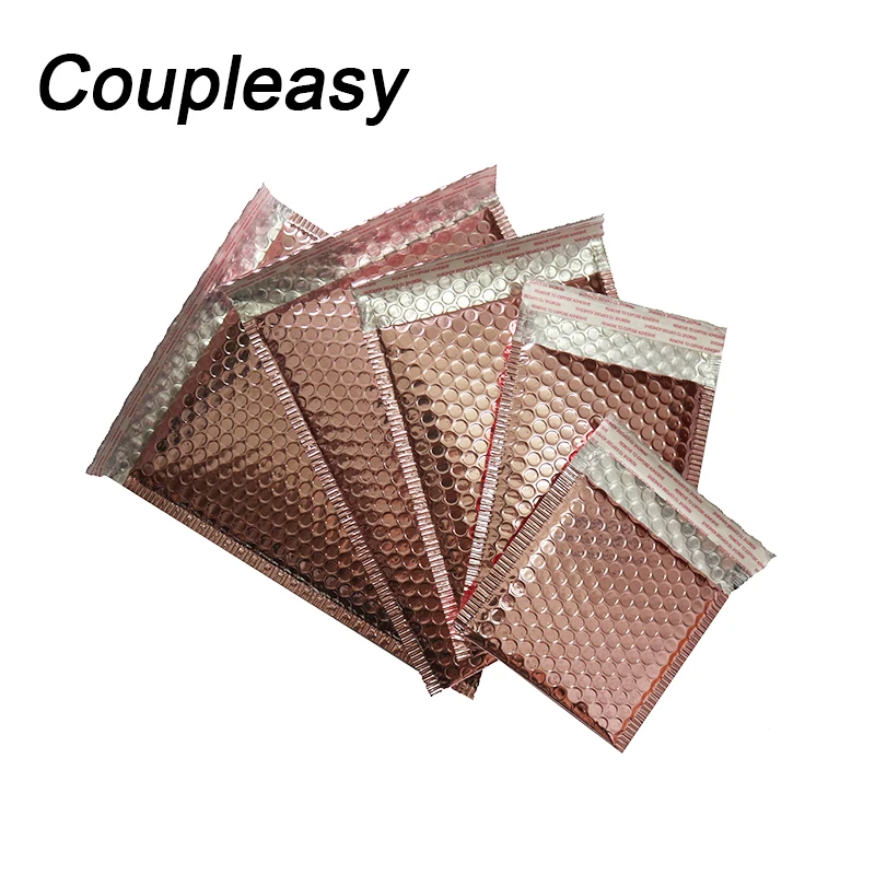 25Pcs/Lot Rose Gold Bubble Mailers Waterproof Packaging Envelope Thicken Aluminum Film Mailing Bags Self Seal Bubble Envelopes