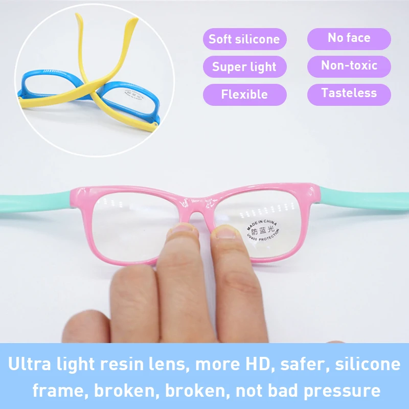 Anti Blue Light Kids Glasses Children Boy Girls Filter Soft Frame Square Computer Optical Frame Reflective Blocking Eyeglasses