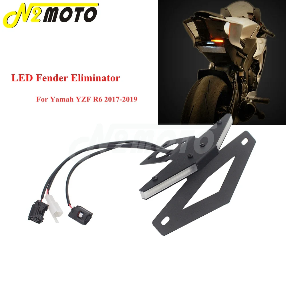 For Yamaha YZF R6 2017 2018 2019 YZF-R6 YZFR6 Tidy Fender Eliminator Kit LED Turn Signals License Plate Light Holder Bracket