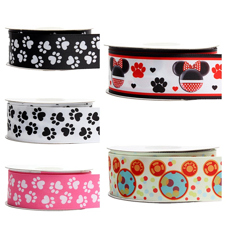 

Hot sale 15mm paw printed elastic foe, 22mm 25mm animal paw printed ribbon