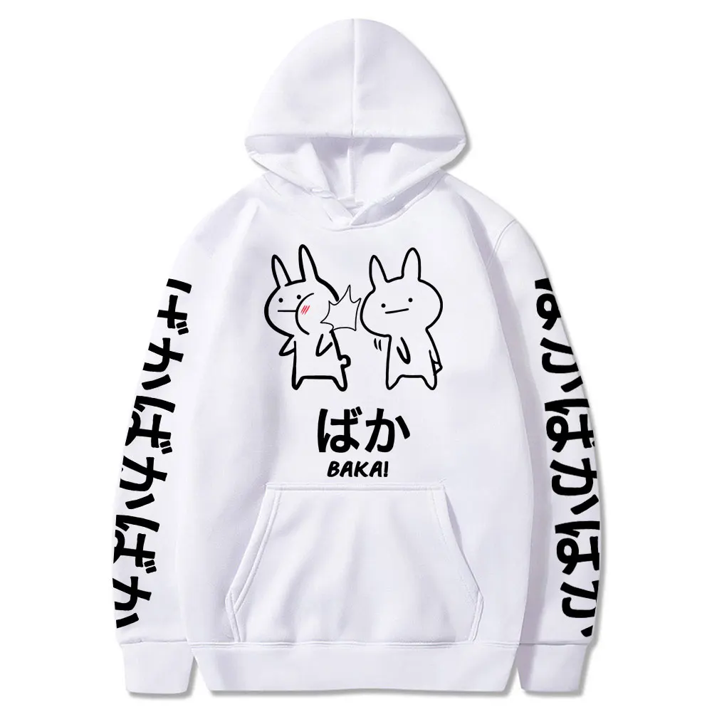 2021 Summer Japanese Anime Baka Rabbit Slap Hoodies Japan Anime Funny Cute Hoody Harajuku Black Japanese Sweatshirt Pullover