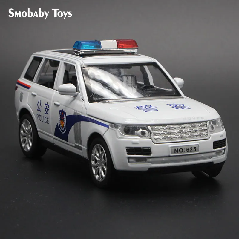 1:32 Alloy Range Rover Siren Police Model Luxury SUV Simulation Diecast Metal Pull Back Music With Lights Cars Toys