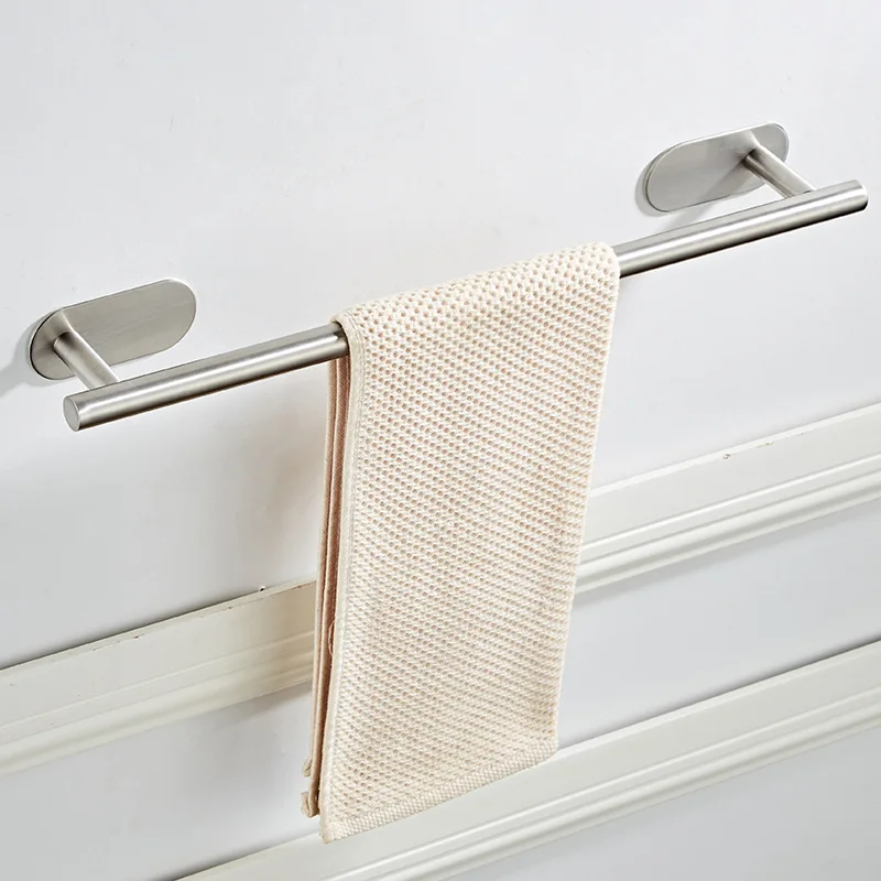 40cm 50cm Stainless Steel Bathroom Towel Rack Self Adhesive Wall-Mounted Bathroom Accessories Balcony Towel Clothes Shelf Hanger