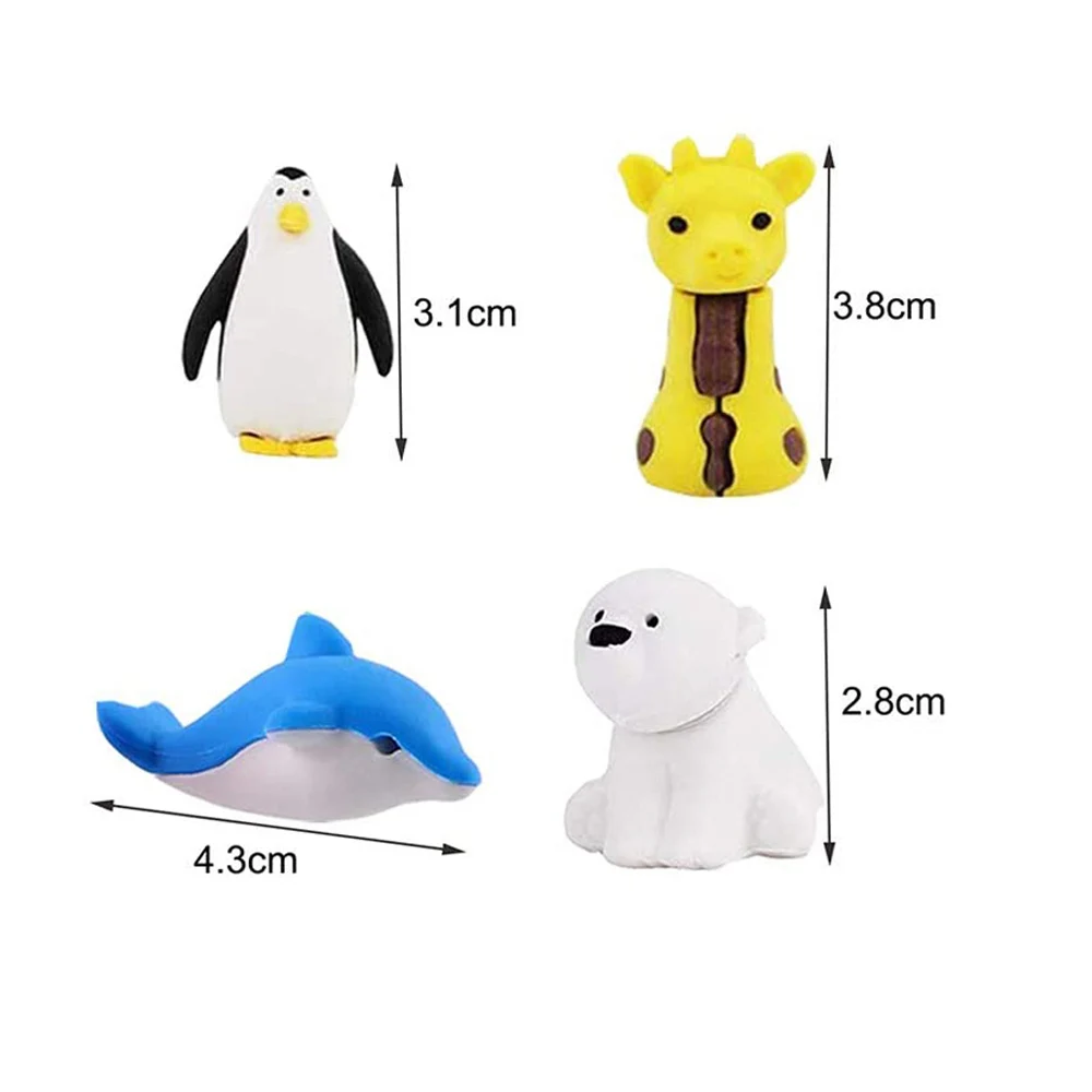 10PCS gomma a forma di animale carino disegno del fumetto gomma cancelleria collezione all'ingrosso matita animale gomme materiale scolastico