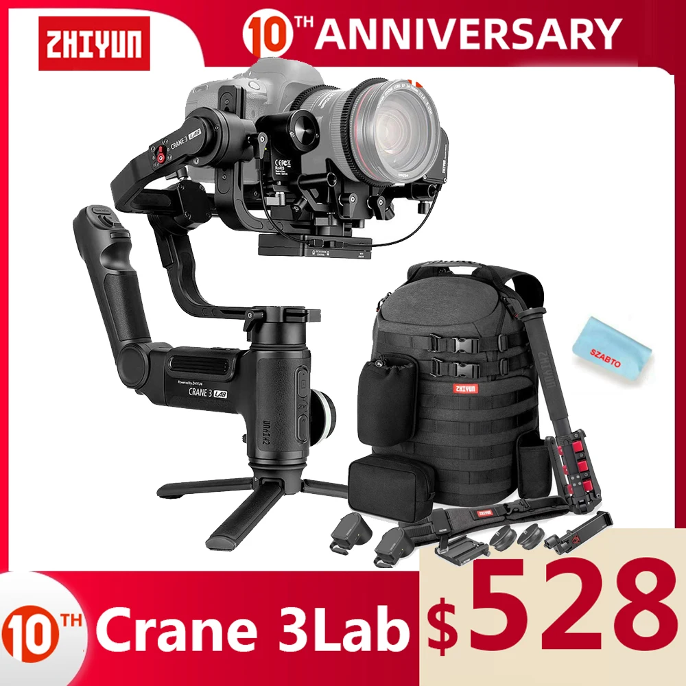 

ZHIYUN Official Crane 3 LAB 3-axis handheld gimbal stabilizer, wireless 1080P image transmission zoom and focus control for SLR