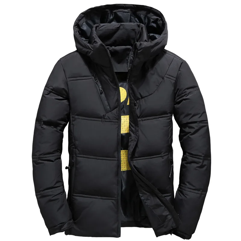 

Brand Winter Warm Down Jacket Men Snow Thick Parka Coats Casual Slim Hooded Windbreaker Fashion White Duck Down Jacket Overcoat