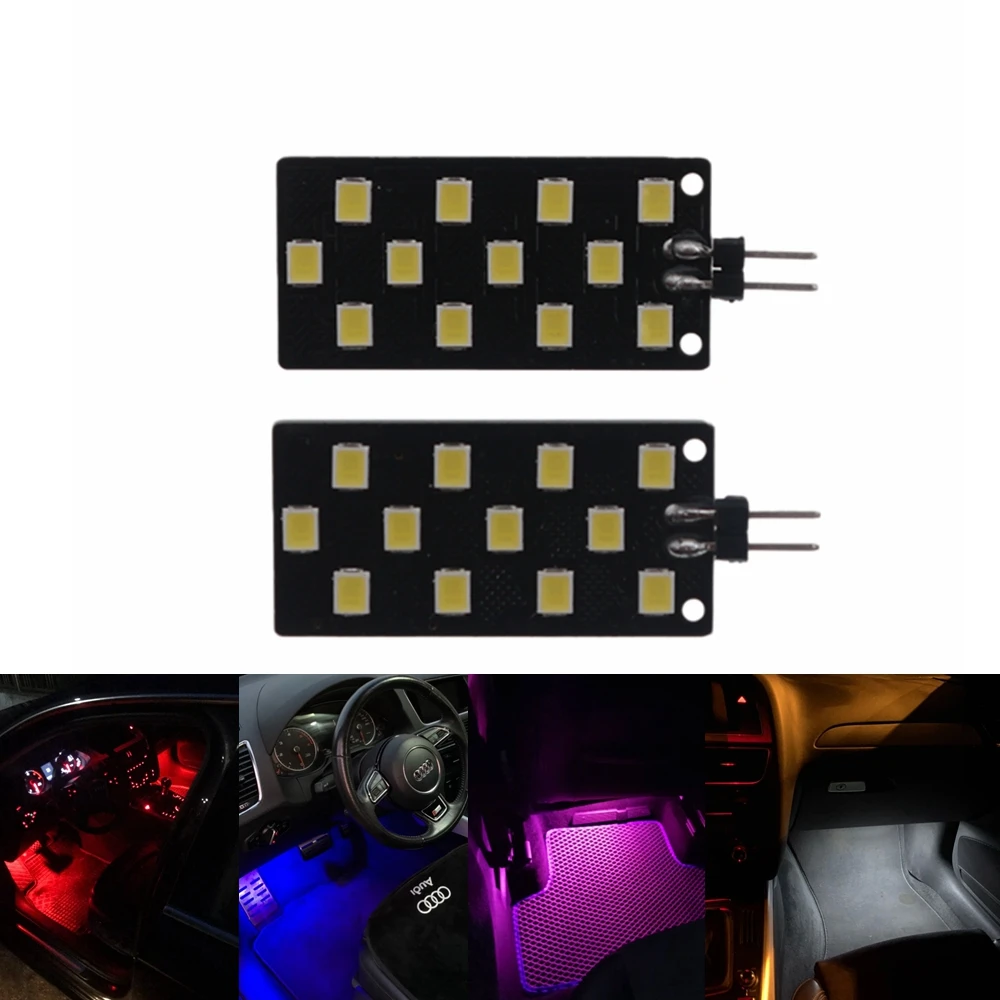 2pcs 12V Canbus car Error Free Indoor Footwell Lights Foot Nest Bulbs Door Lamp 2835-12SMD LED For Audi A4 S4 B8 A5 A6L Q5 Q7