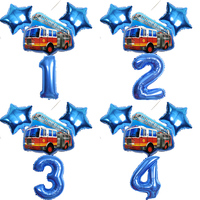 2022 New Year 4Pcs/Lot Cartoon Car Tractor Truck Balloons Happy Birthday Party Decor Blue 32 Inch Number Kids Toy Ball Baby Show