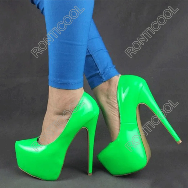 Ronticool Classics Women Pumps Sexy Stiletto Heels Round Toe Gorgeous 9 Colors Night Club Wear Shoes Women US Plus Size 5-15