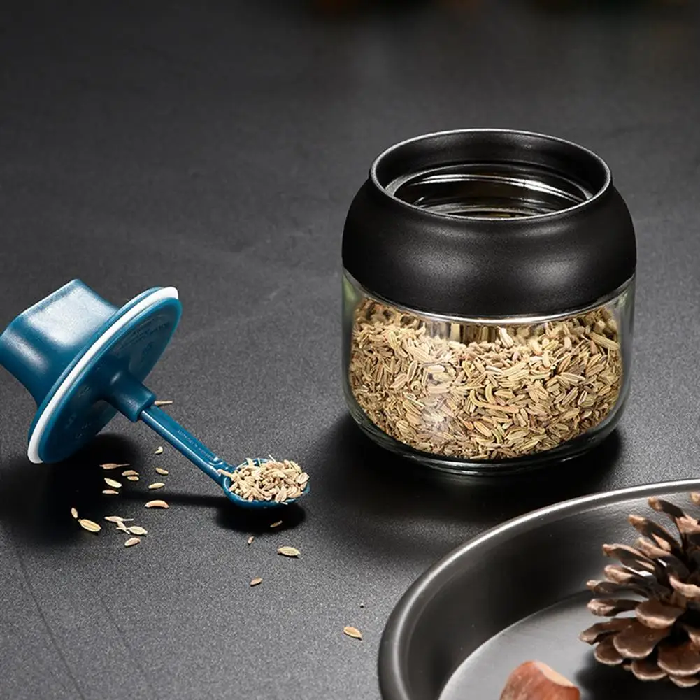 Tarro de condimentos de 260ml, contenedor de especias de sal y miel de aceite, botella de condimento con cuchara con exquisita artesanía que tiene lados lisos y maíz