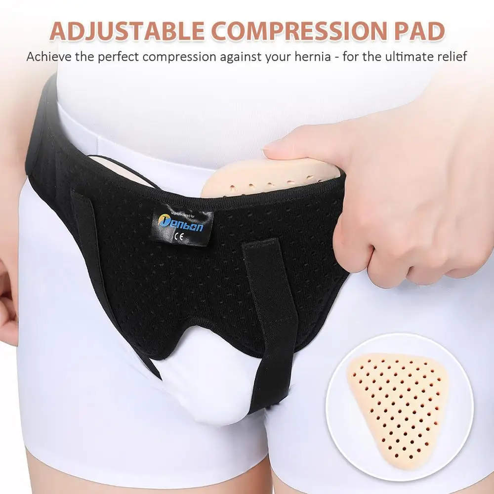 Hernia Belt Truss for Inguinal or Sports Hernia Support Brace Pain Relief Recovery Strap with 2 Removable Compression Pads image 3