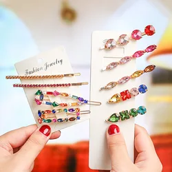 2020 New Multicolor Crystal Fashion Hairpins Women Girls Hair Clips Bobby Pin Accessories Hairgrip Hairclip Headwear Barrette