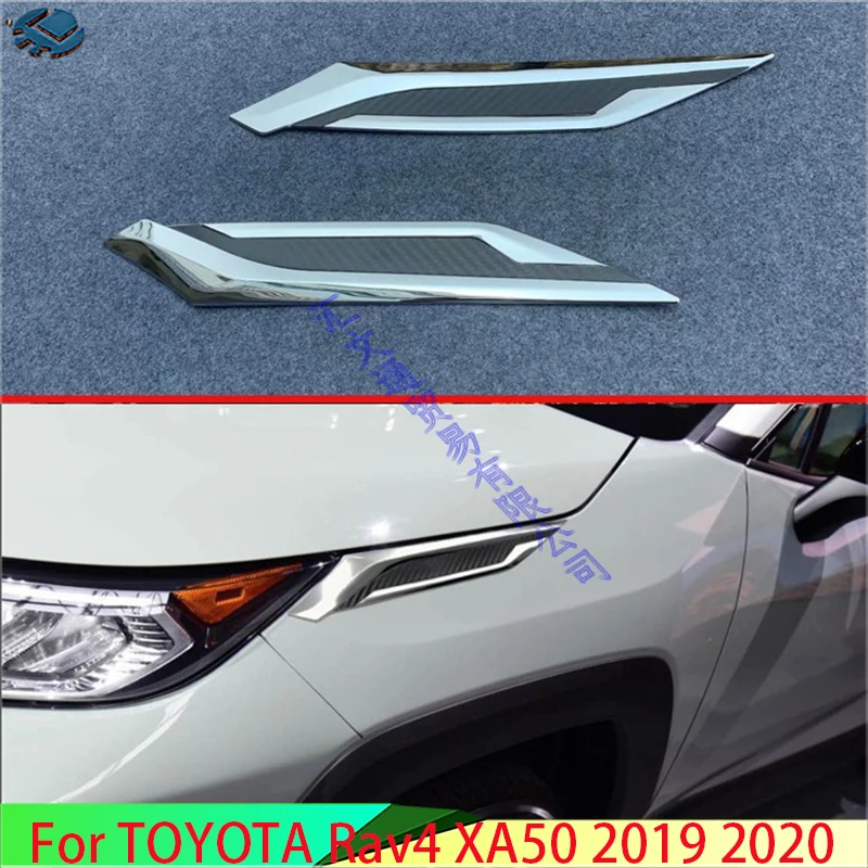 For TOYOTA Rav4 (XA50) 2019-2024 Decorate Accessories ABS Chrome Front Head Light Headlight Lamp Trim