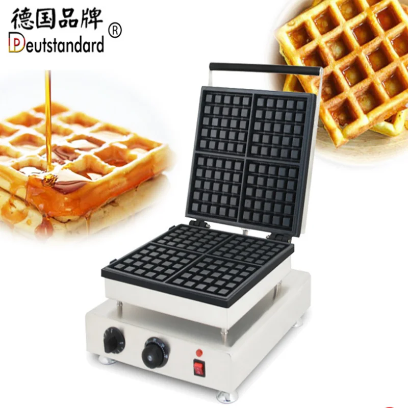 New Design 4  Pieces Waffle Lattice Machine Square Waffle Maker Professional Waffle Making Oven Belgian Waffle Machine With Ce