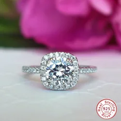 Sparkling Big Clear AAA CZ Ring Crystal Fashion Silver color Wedding Jewelry Female Engagement Rings for Women Party Gift