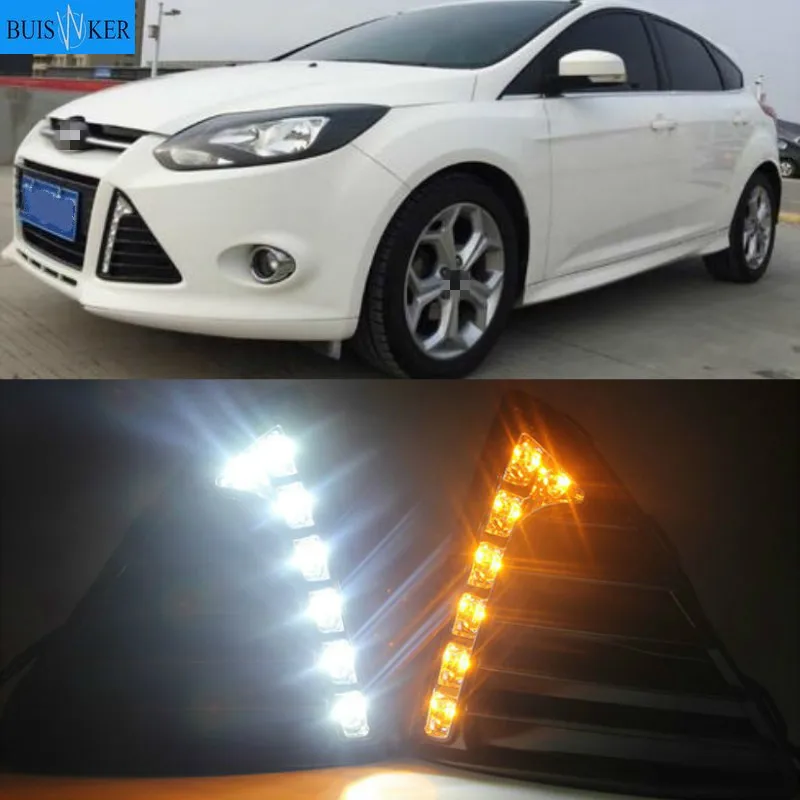 

1 Set with Turn Signal Lamp LED DRL Waterproof IP67 Front Fog Lamp Daytime Running Lights for Ford Focus 2012-2015 12V