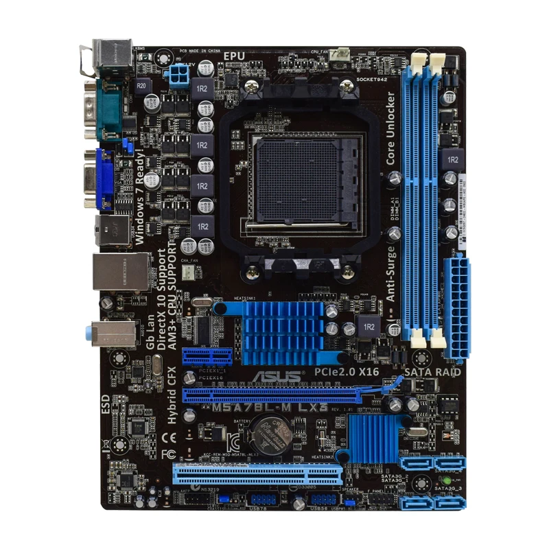 ASUS M5A78L-M LX3 Motherboard  Socket AM3+ AMD 760G DDR3 16GB  PCI-E 2.0PCI-E 2.0 VGA SATA II USB2.0 support  FX-6300 cpu