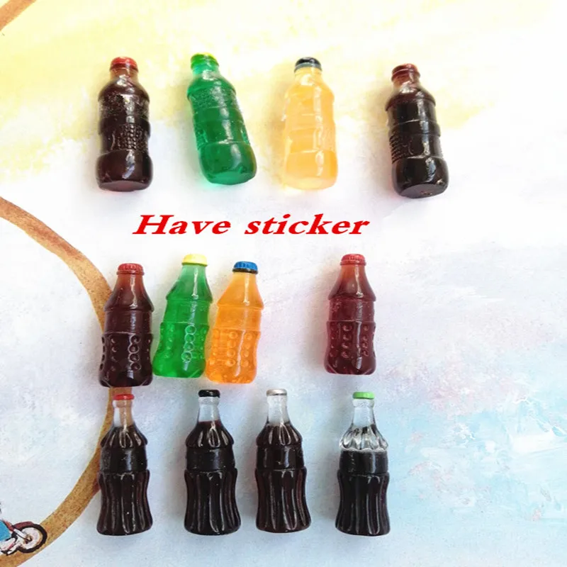 100pcs Resin Cute 3D Coke Miniature Beverage Bottle Drink DIY Scrapbook Pretend Play Food for Mini Kitchen Accessories