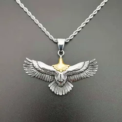 Trendy Eagle Pendant Silver 925 Men Necklace Retro Punk Style Flying Eagle Choker Necklace Male Party Accessories Boyfriend Gift