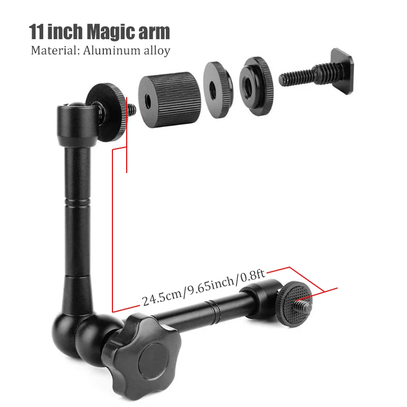 BFOLLOW Magic Arm 7 inch 11 inch Clamp Wall Mount Articulated Friction Bracket for Camera Monitor Webcam Camcorder Video Studio