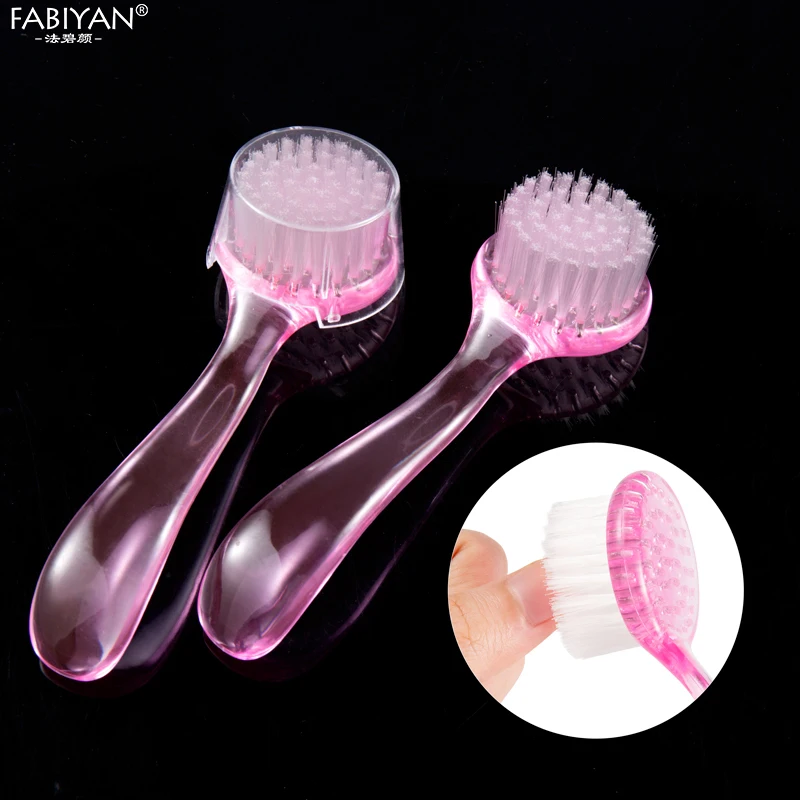 

2pcs Plastic Handle Dust Clean Cleaning Washing Brush Care Salon DIY Nail Art Manicure Pedicure Tool Professional