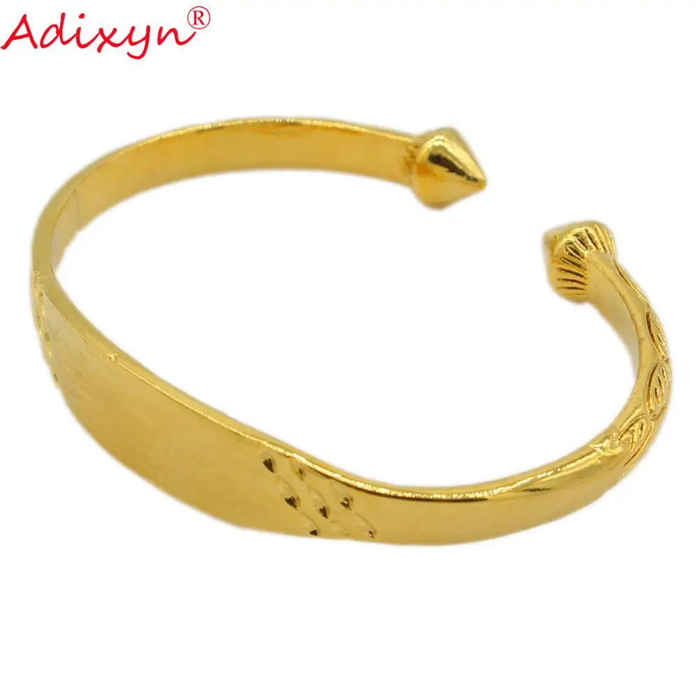 Adixyn 2pcs/lot Women Dubai Bangle 24K Gold Color Bracelet  African/ Arabic/Ethiopian Bride Wedding Jewelry N071018