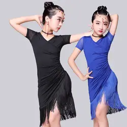 Children Latin Dance Dress 2021 New Swing Dance Dress Fringed Tango Salsa Ballroom Kids Dresses For Girls Costume Competition