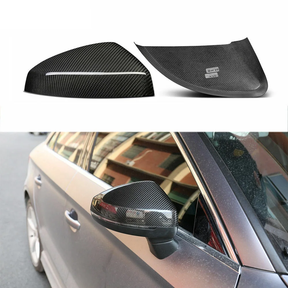 

Carbon Fiber side Mirror Cover Fit For Audi A3 S3 2014 - UP 1:1 Car Styling side caps Replacement & Add on