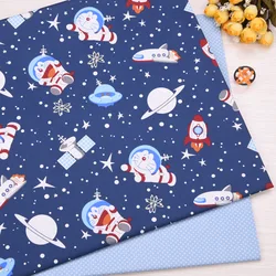 Navy Astronaut Rocket Print Cotton Fabric, DIY Tissue Patchwork Telas, Sewing Baby Toy, Bedding Quilt, Tecido The Cloth Tilda