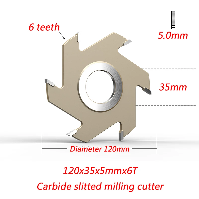 120 tct溝ビット、120 x 35mmスロッティングソーブレード。木工用6歯フライスカッター,ボア35mm,スロット処理幅: 3〜13mm