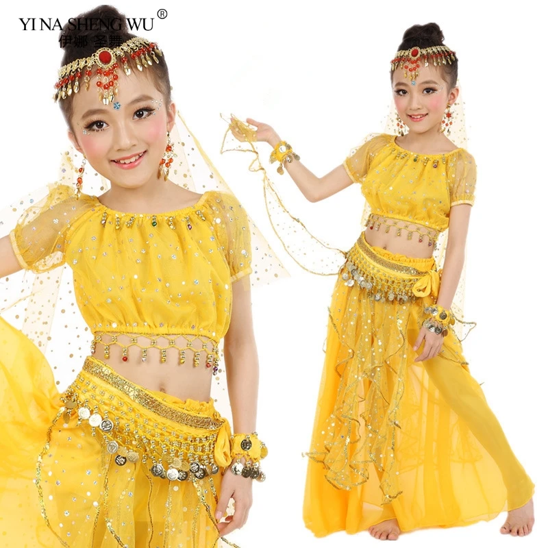 Disfraz de danza del vientre para niños, trajes de baile Oriental para niñas, ropa de bailarina de danza del vientre, conjunto de trajes de baile