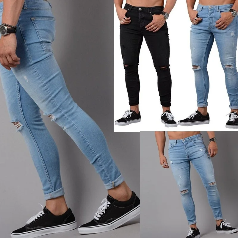 Men's Sweatpants Sexy Hole men Jeans Pants Casual Summer Autumn Male Ripped Skinny Trousers Slim Outwears Pants men jeans pants