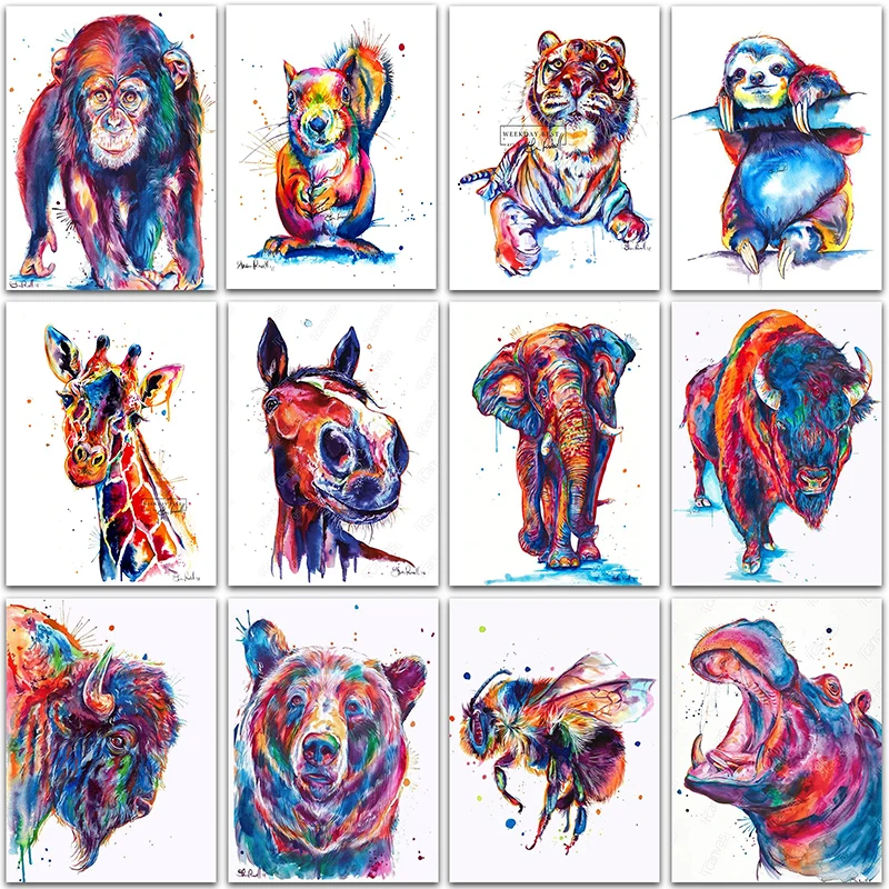 

5D DIY Diamond Painting color animals horse tiger monkey Full Square&Round Diamond mosaic paint Diamond embroidery Cross stitch