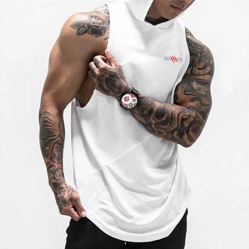 Brand Hooded New Gyms Tank Top Men Cotton Vest Bodybuilding Muscle Tops Sleeveless Shirt Casual Clothing Singlet  Fitness 