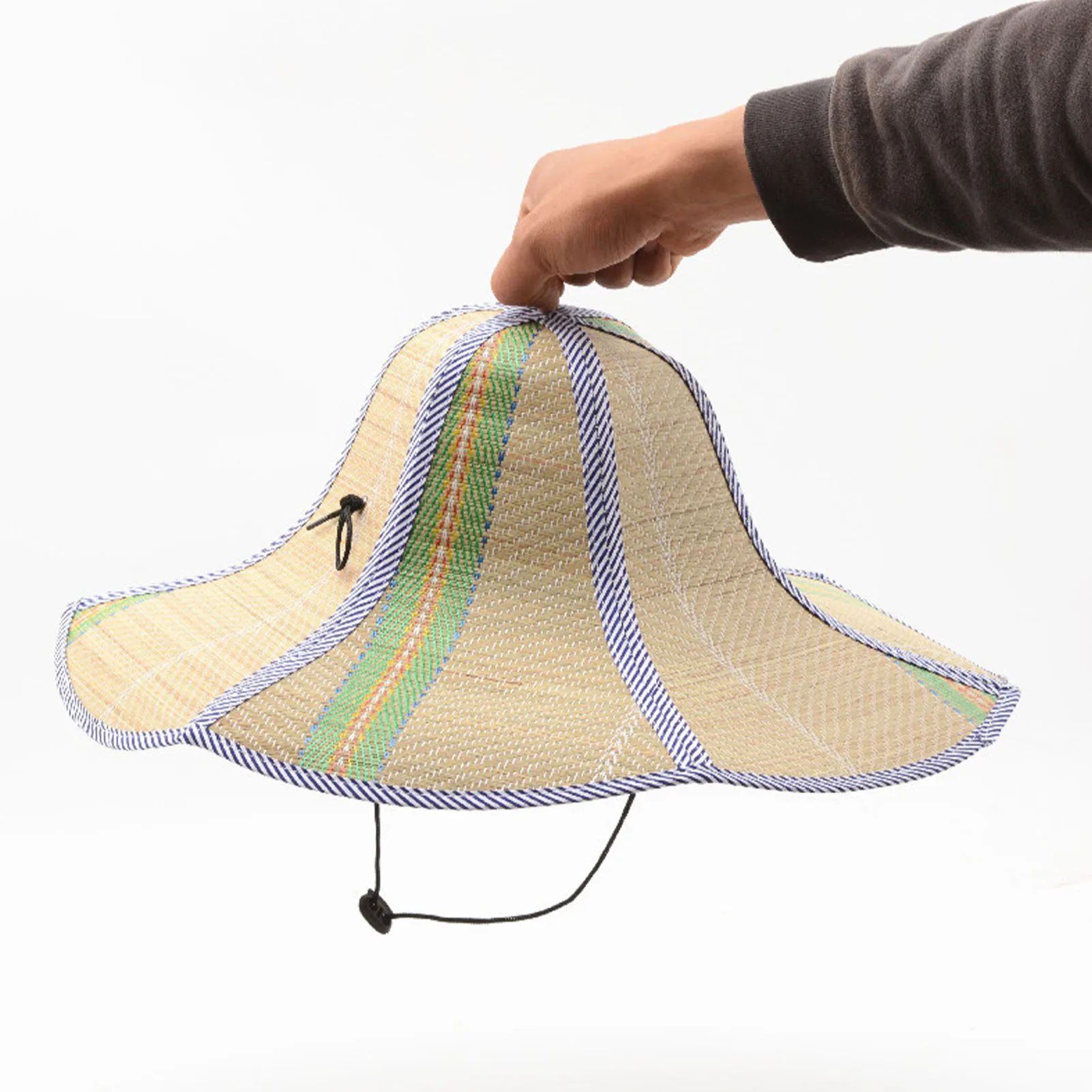 Summer Straw Wide Brim Hat Fisherman Sun Hat Rattan Straw Hat Folding Anti-ultraviolet Garden Fishing Sunshade Hat