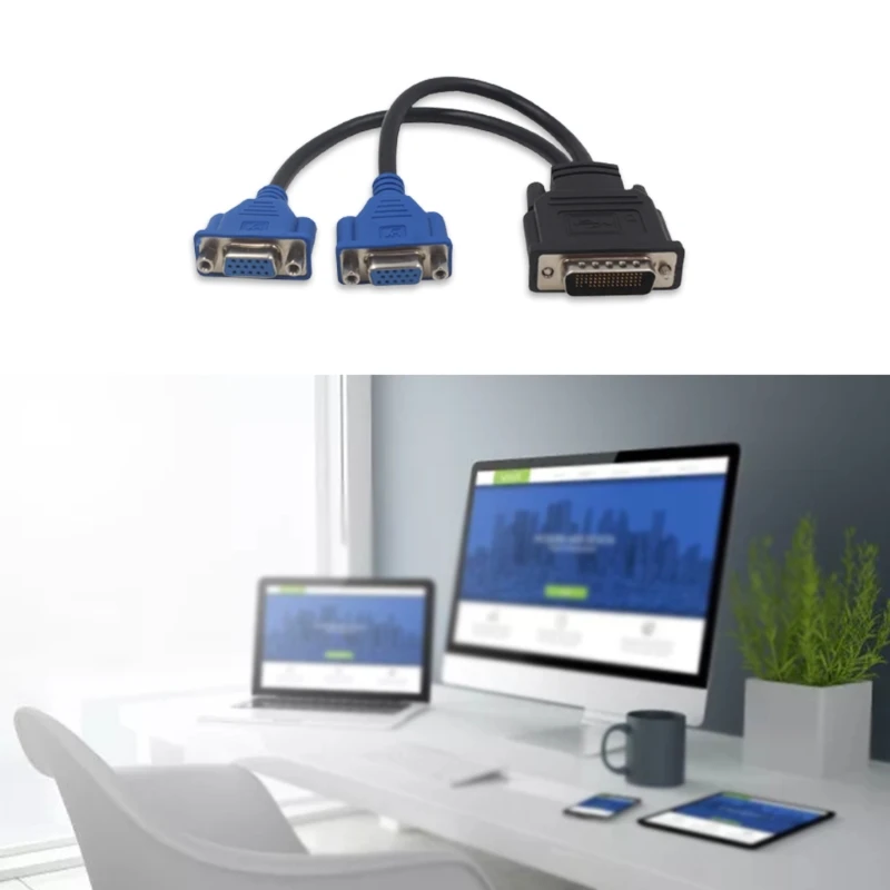 H052 DMS-59 Pin to 2 VGA Splitter Adapter Cable Reduce the Loss of Data Transmission Avoid the Wrong Signal Lightweight