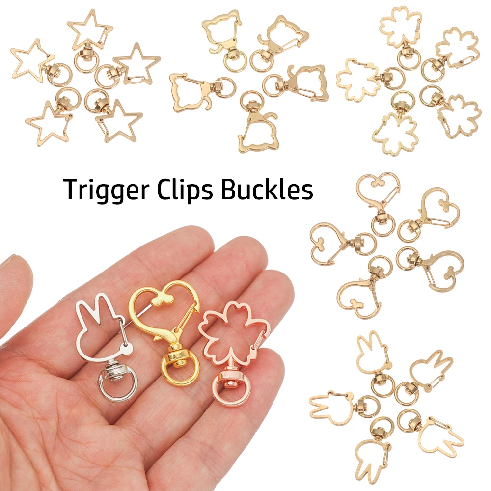 5pcs/set Metal Snap Hook Trigger Clips Buckles For Keychain Lobster Clasp Hooks for DIY Making Necklace Key Ring Clasp