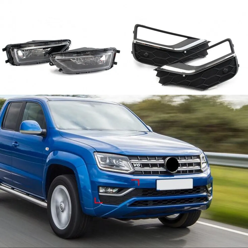 

JanDeNing For Clear Fog light Front Lamps Full Kit W/ Harness For Volkswagen AMAROK 2016-2017