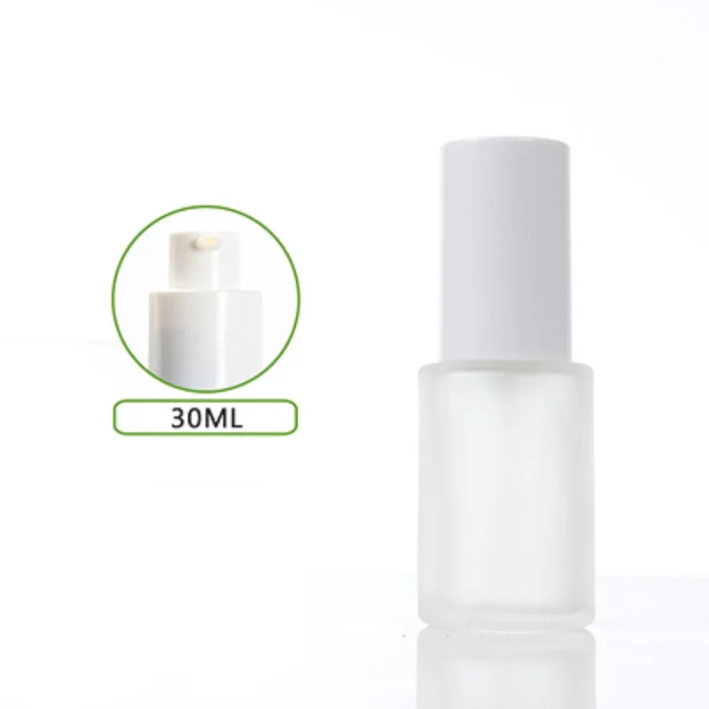 

30ml frosted/green/blue/white glass bottle white pump long lid for serum/lotion/emulsion/foundation/skin care cosmetic packing