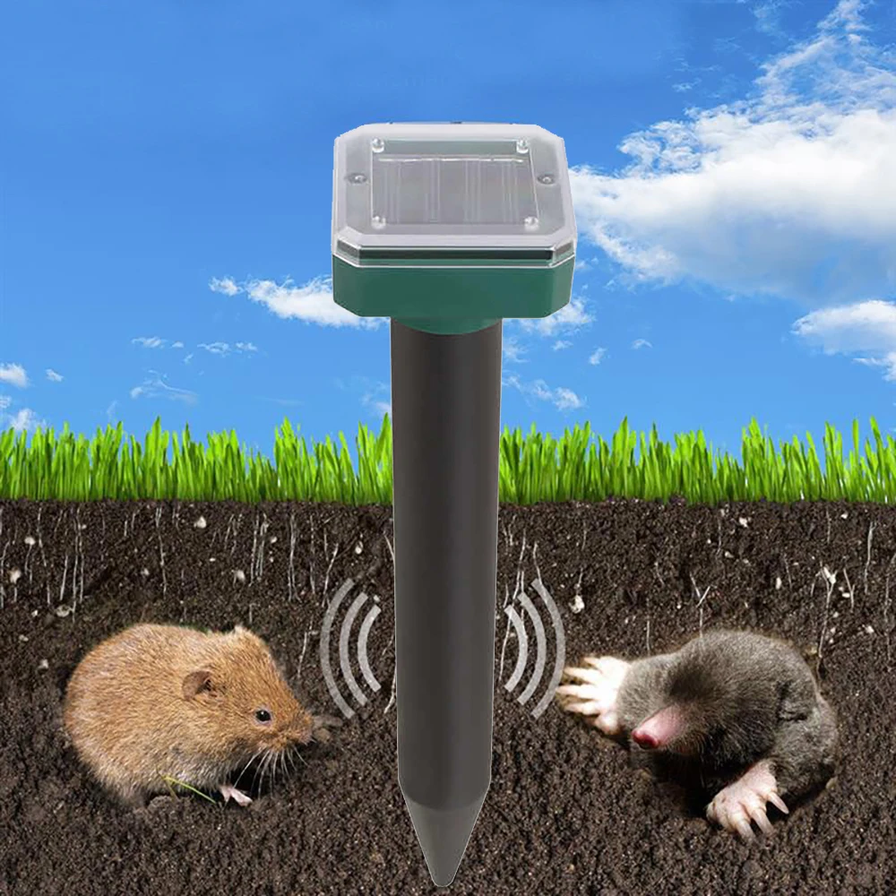 Solar Ultrasonic Mole Snake Mouse Repeller Outdoor Garden Rat Rodent Pest Rodent Repeller Reject Yard