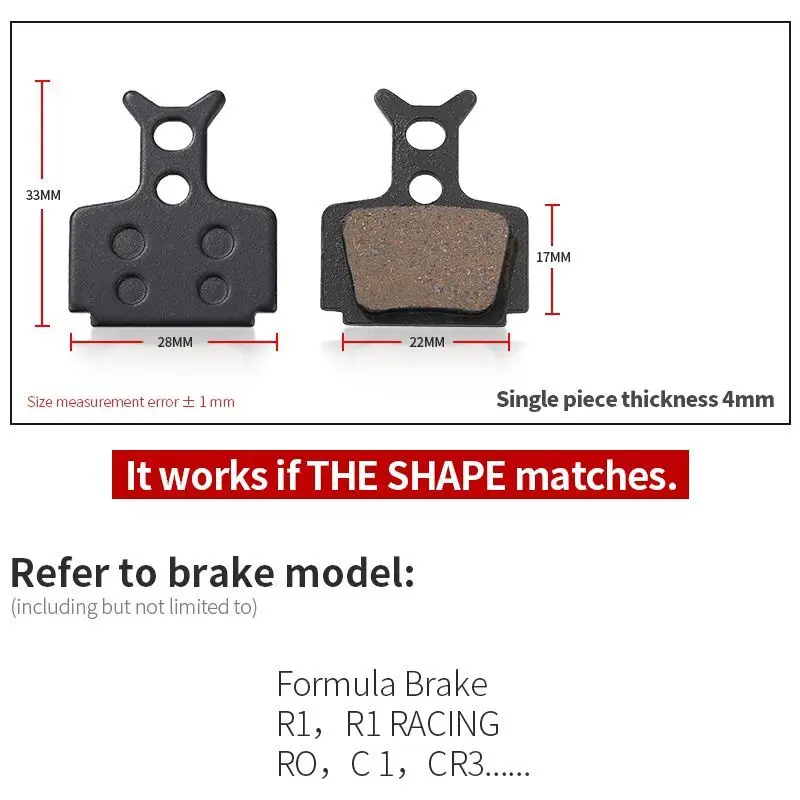 1 Pair of Resin Bicycle Disc Brake Pads For Formula R1/The One/Mega/RX/RO/T1 MTB Mountain Bike Disc Brake Parts