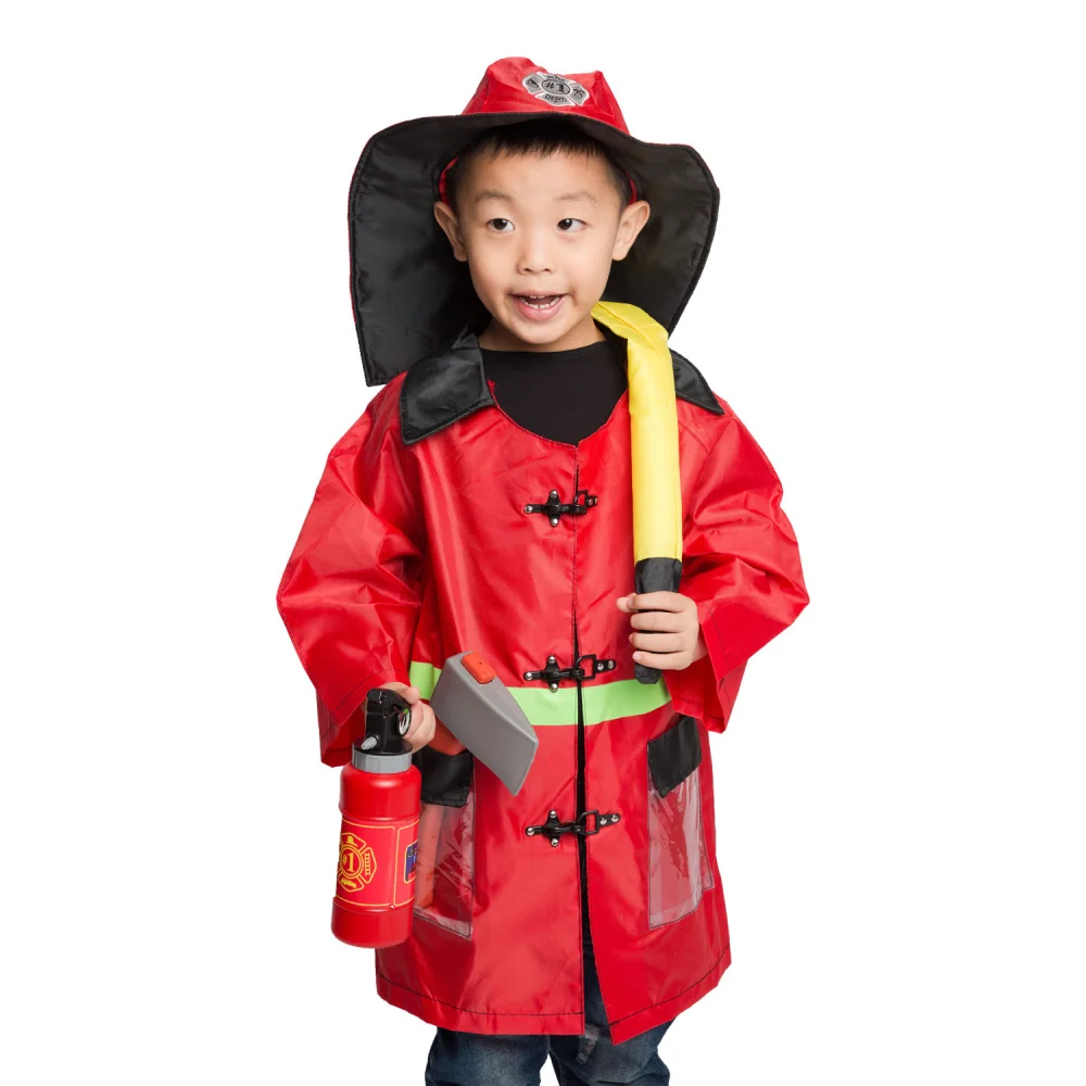 Umorden Kids Child Fireman Firefighter Costume Cosplay Kindergarten Role Play House Kit Set for Boys Halloween Party Dress Up