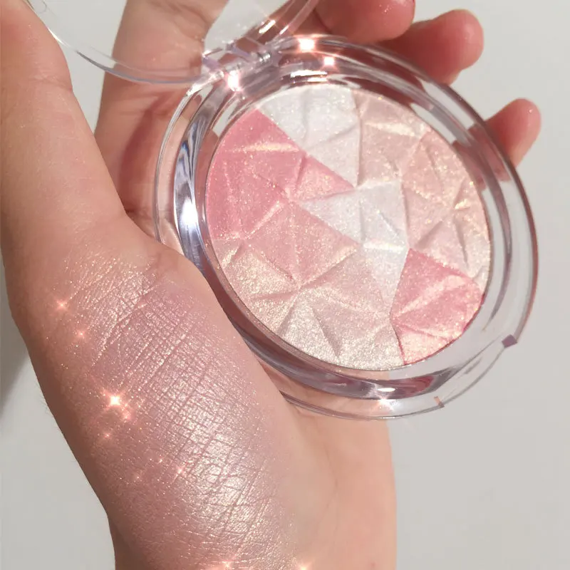 Highlighter Palette Bronzer diamentowy połysk wyróżnij kontur twarzy błyszczący rozświetlacz puder do ciała brokat rozjaśnić kosmetyk