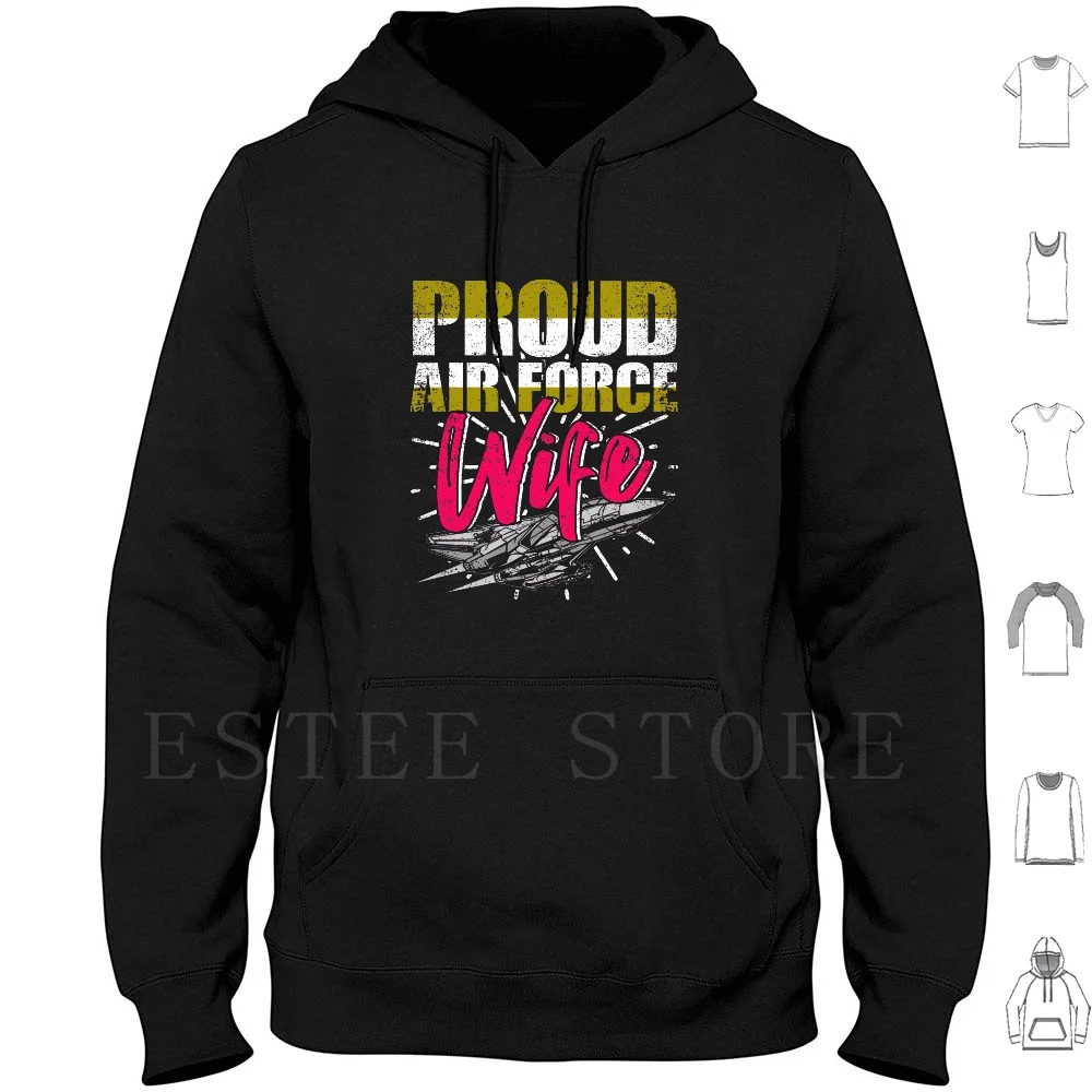 Air Force Wife Pilot Fan Gift Hoodies Long Sleeve Proud Airforce Wife Wife Solider Wife Airforce Jet Fighter Usfa