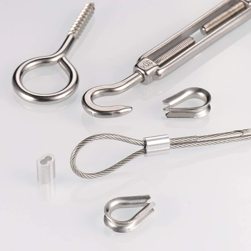 Kit di ganci per cavi in fune metallica 15M/20M 2mm Kit di stendibiancheria flessibile in acciaio inossidabile rivestito in PVC