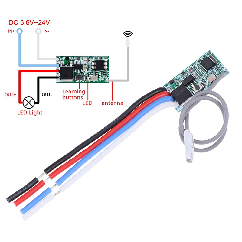 433 Mhz 1CH RF Relay Receiver Universal Wireless Remote Control Switch Micro Module LED Light Controller DC 3.6V-24V DIY