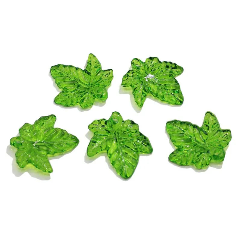 50Pcs 19x20mm Green Leaf Plastic Pendants Beads For DIY Jewelry  Necklace Bracelet Earring  Accessories Making