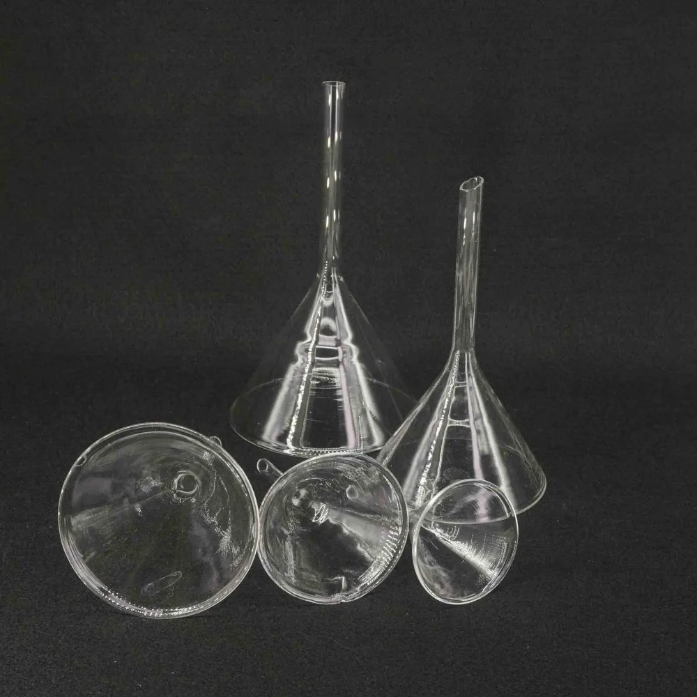 Embudo triangular de vidrio de borosilicato en miniatura, herramientas de suministros de laboratorio, 30mm, 40mm, 50mm, 60mm, 75mm, 90mm