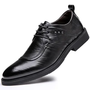 Business Luxury Leather Men's Dress Shoes Wedding Lace Up Men's Casual Leather Shoes Outdoor Walking Soft Bottom Shoes For Men
