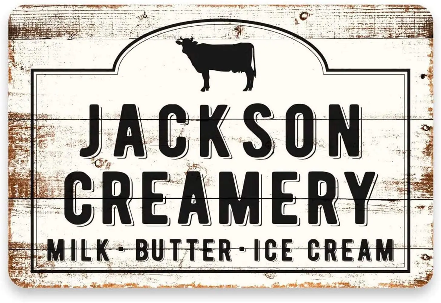 

aianhe Personalized Creamery Sign Milk Butter Ice Cream,Farm,Metal/Wood Signs Decoration Door Room